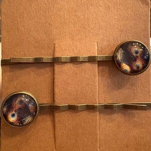 Peacock Feather Design Hairpins